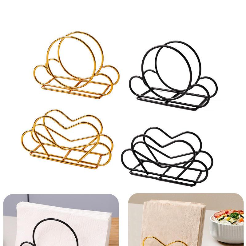 1Pcs Elegant Iron For Heart-Shaped/Round Napkin Holder Stylish Kitchen Dining Tabletop Accessory Ideal For Home And Restaurant