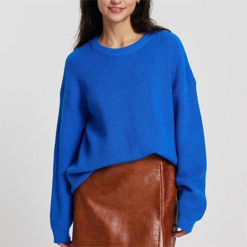 Knitted Sweater Autumn and Winter New Women's Clothing Round Neck Long Sleeve Pullover Loose Lazy Wind Sweater Jacket