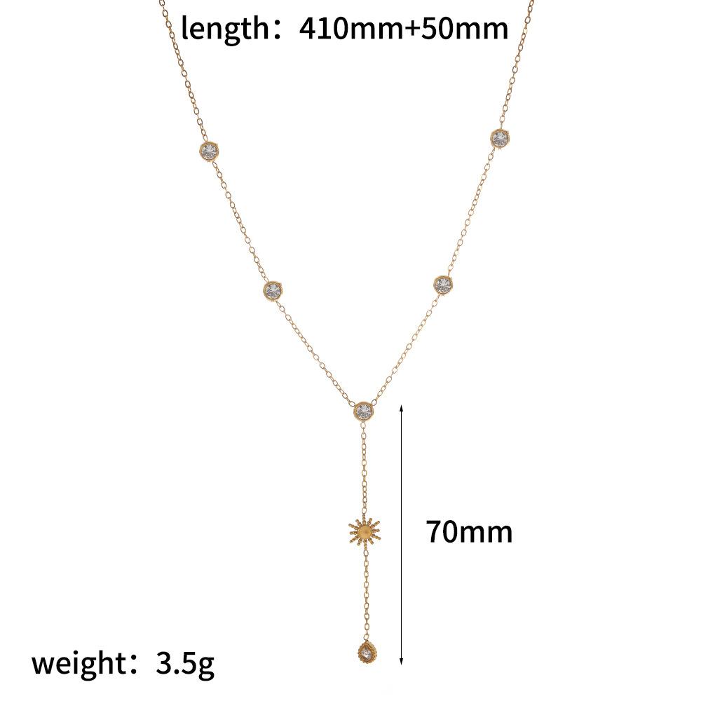 Fashion Necklace with Zircon 18K Gold Plated Stainless Steel Dainty Gold Y-Shaped Pendant Choker Jewelry for Women