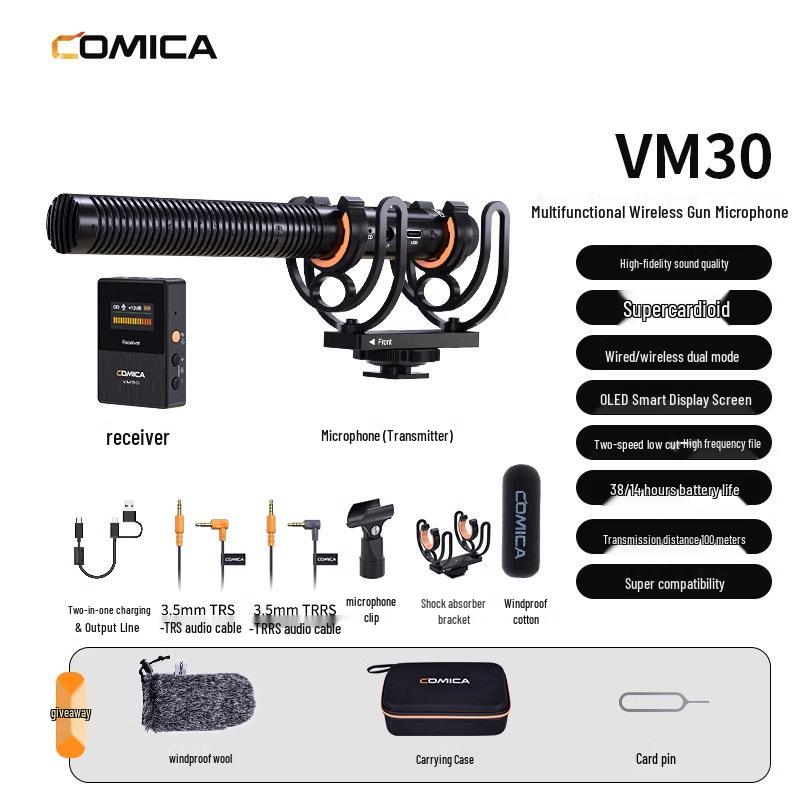 

Comica VM30 Wireless Directional Shotgun Microphone with Noise Reduction for Phone and Camera Standard Package