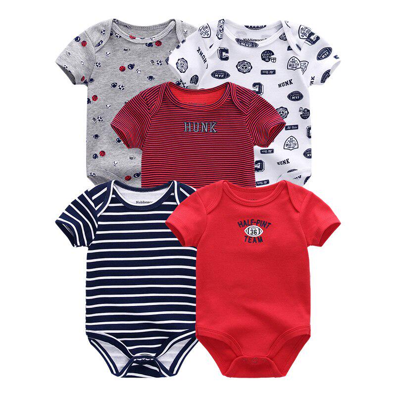 

5 шт./лот, боди для новорожденных, детская одежда с короткими рукавами, детские комбинезоны с круглым вырезом 3M