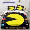 Pac-Man Custom Name Pattern Bedding,Quilt Set Quilt Cover Pillowcase Home Birthday Gift(1 * Duvet Cover + 2 * Pillowcase, Without Core)