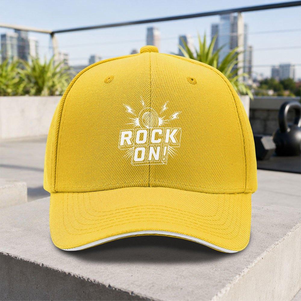 1pc New Rock On Adjustable Sandwich Baseball Cap Lightweight Printed Hat For Men And Women Ideal Gift For Outdoor Activities