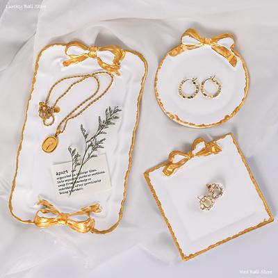 Bow Lace Tray Cement Silicone Mold New Concrete Plaster Storage Dish Mould DIY Circular Rectangle Coaster Resin Molds Home Decor