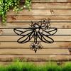 Dragonfly Iron Wall Art Rustic Metal Sculpture with Floral Details Indoor Outdoor Room Decor