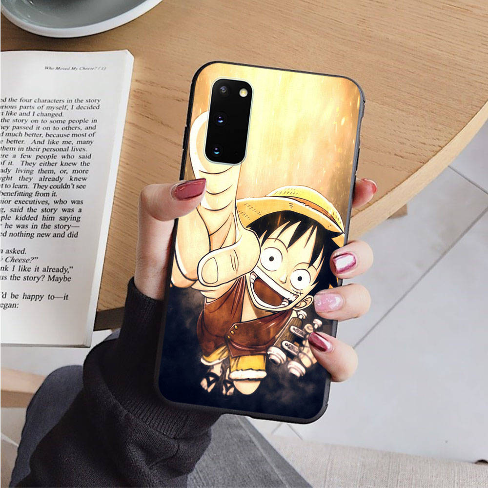 AD62 One Piece Luffy Black Case for iPhone 16 15 Plus 14 13 12 11 Pro 8 7 6S SE 5S X XR XS Max Realme C30 C33 C31 9I Huawei Y8P Y9 Sofe Cover