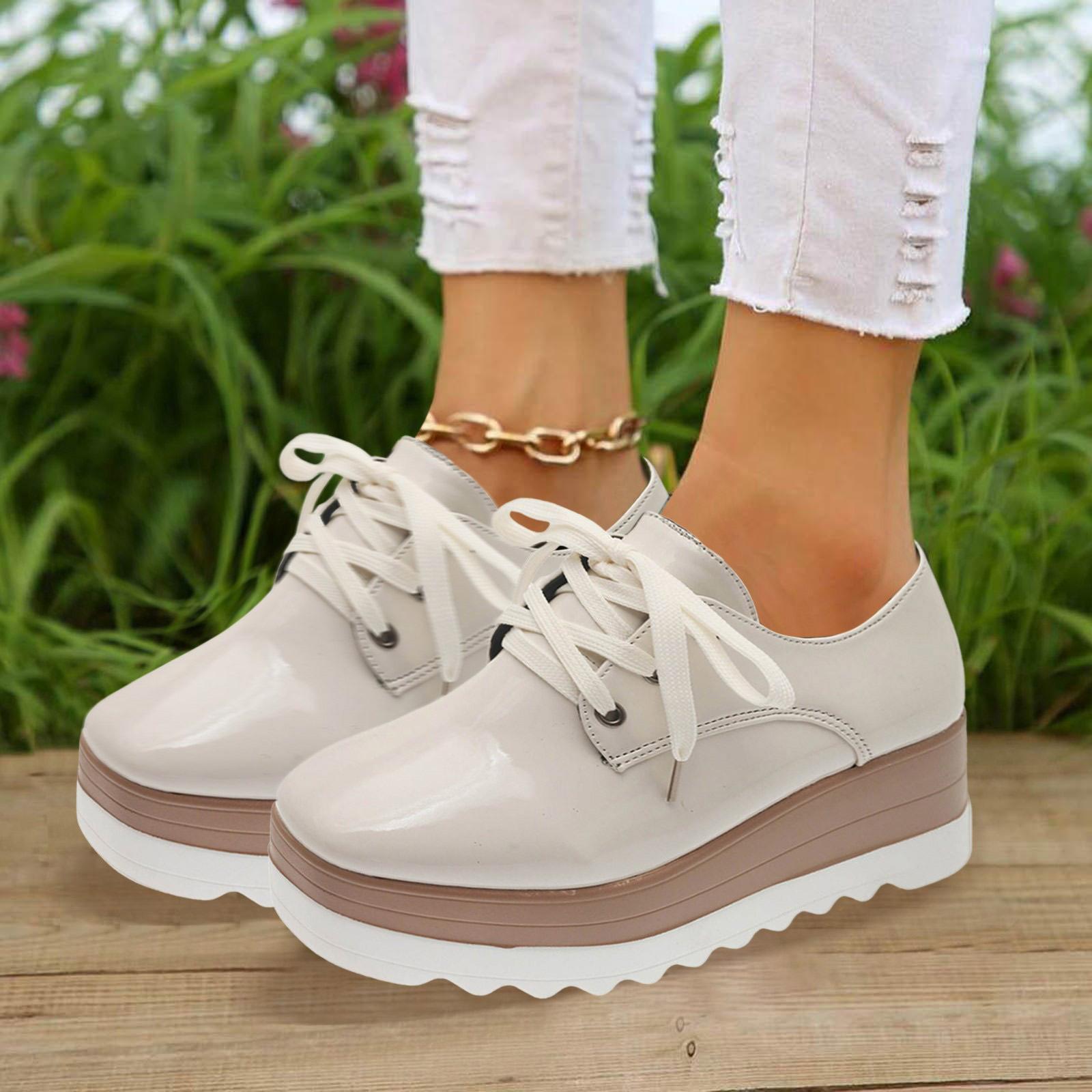 

Жіночі туфлі на платформі з товстою підошвою Взуття для збільшення зросту жінок Модне шкіряне шнурівка з відкритою передньою частиною Повсякденне взуття 8w Сандалі 36 білий