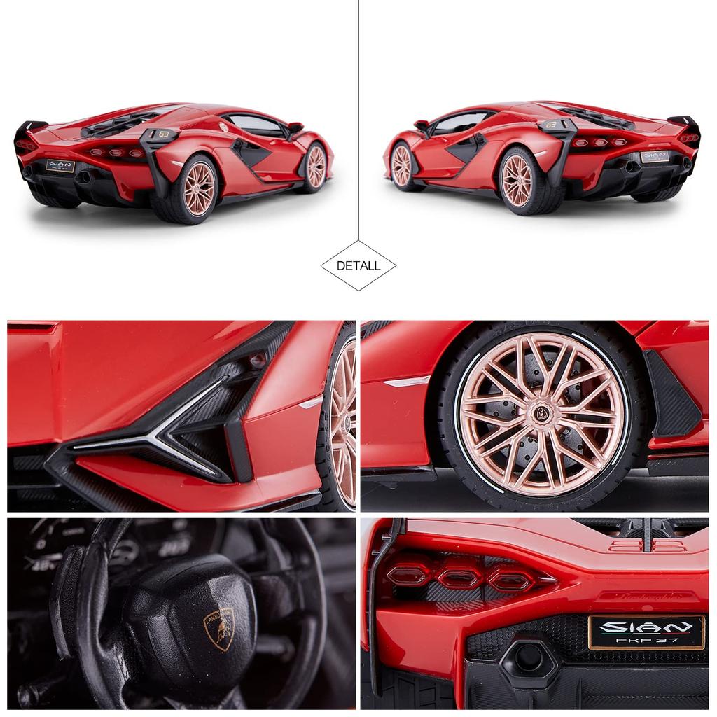 RASTAR Scale Lamborghini RC Manually Openable for Kids 1/14 Sián Car, 2.4GHz Red, Doors,
