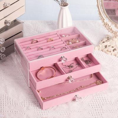 Clear Acrylic Velvet Jewelry Display and Storage Box