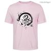 Mens Cotton Long Graphic Chinese Dragon T Shirt Street Casual Style Tee for Men and Women