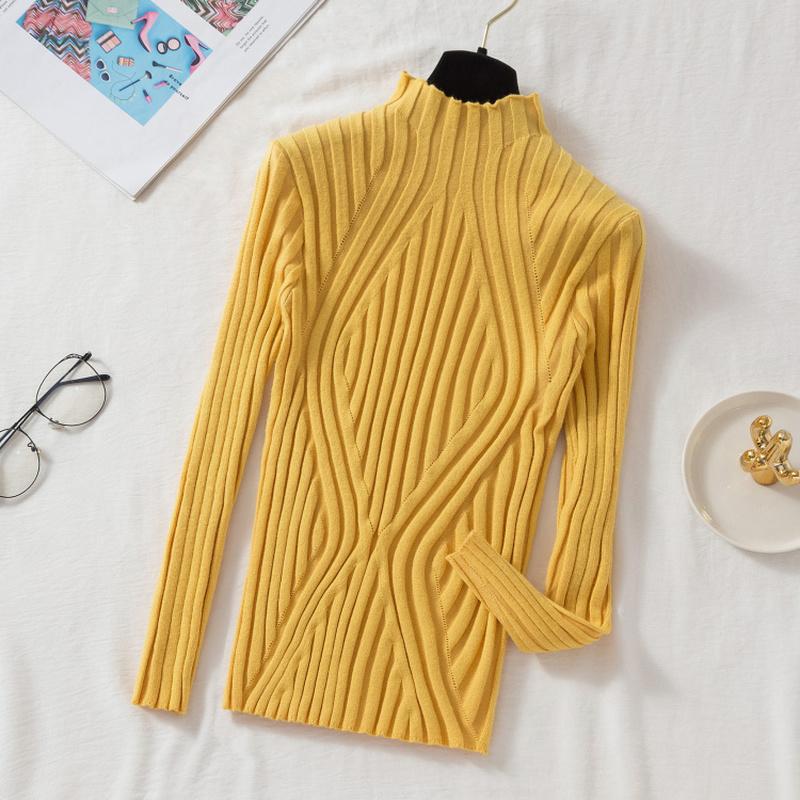 Autumn Knitted Sweater Women Pullover Long Sleeve Office Lady Jumper Sweater Slim Solid Sweaters Casual Tops New