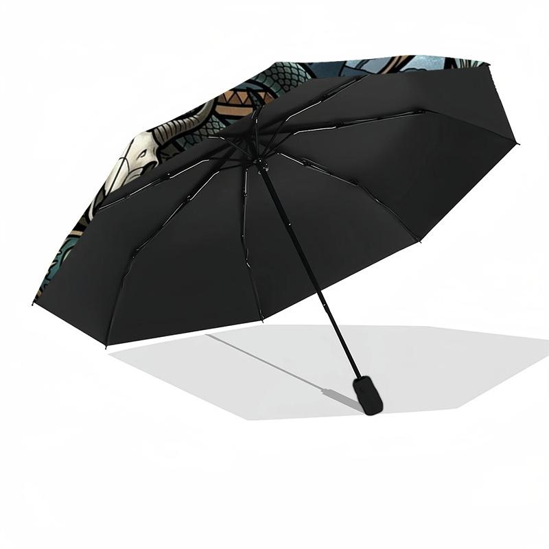 Snake Wildlife Mandala Pattern Umbrella, Portable and Foldable Design, 8 Ribs, a Casual Accessory for Halloween, Christmas, and Birthday Gifts.