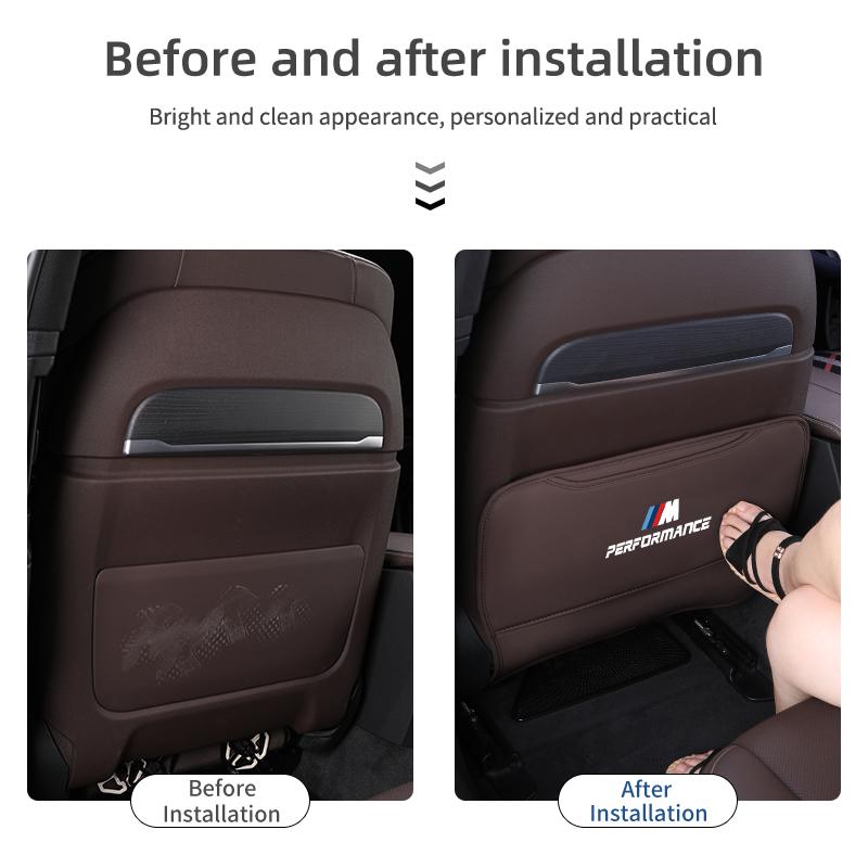 2025 Horká podložka na zadní stranu autosedačky proti kopání Kožený chránič Kryt pro BMW řady 5 F10 G30 G38 G60 X1 U11 Dekorace interiéru auta Ac