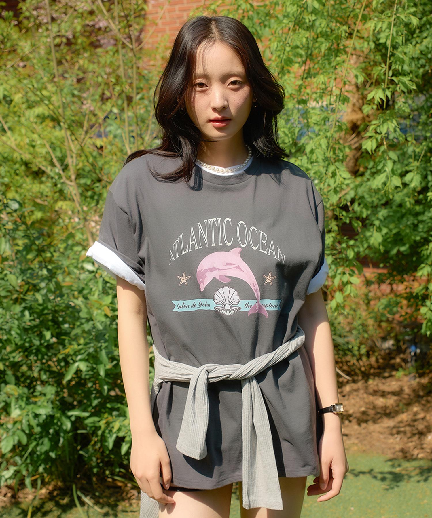 Salon De Yon Pink Dolphin Boxy T_ Charcoal