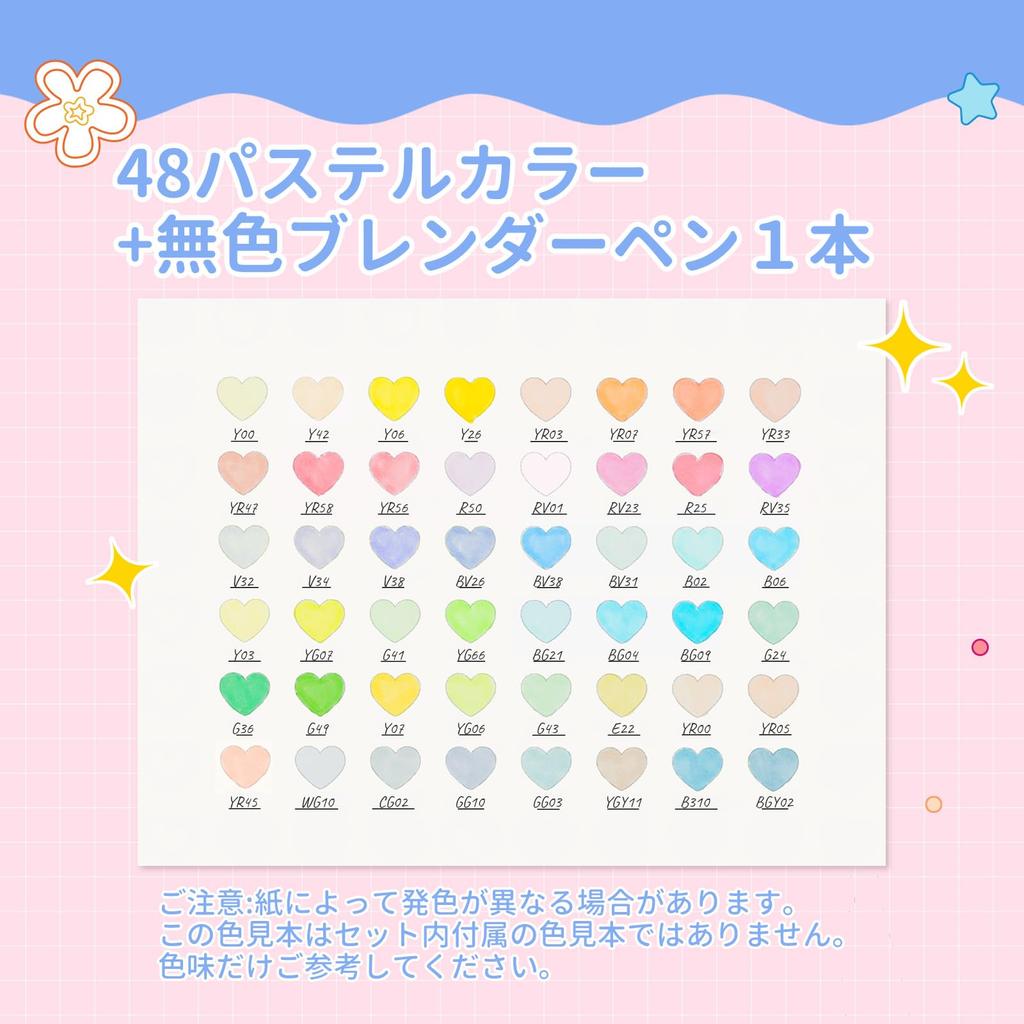 Sanrio Characters x Ohuhu Illustration Markers, Brush Tip, Fine Tip, 48 Colors, Pastel Colors, Light Colors, Professional Grade Marker Pens, Alcohol-B