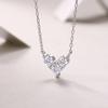 Sweetrain  Princess Cut Moissanite Necklace Sterling Sliver Chain Plated White Gold Heart Necklace for Women Jewelry