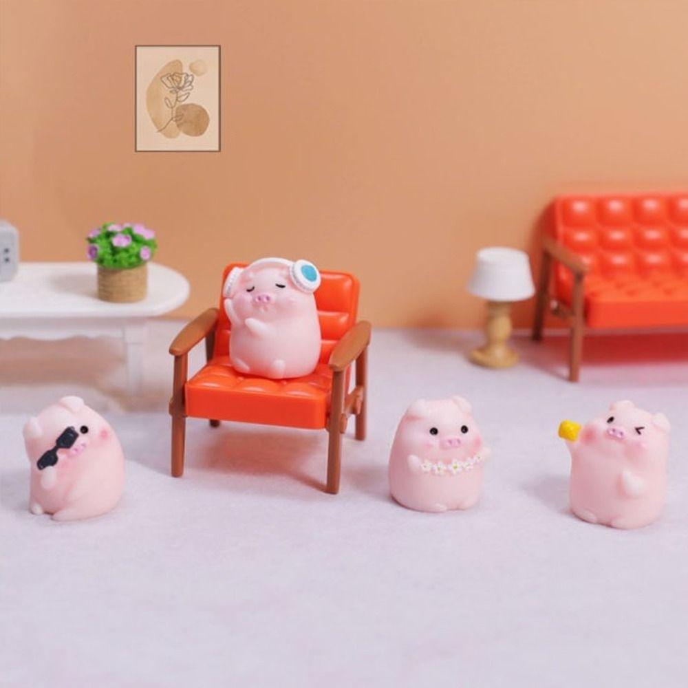 Resin Cartoon Piggy Car Ornaments Pig Cartoon Pink Pig Resin Ornaments Car Accessories