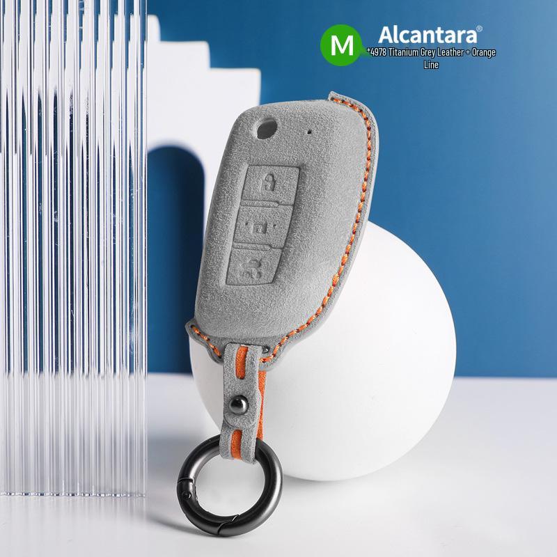 Nissan Kicks Sylphy Bluebird Qashqai Alcantara Suede 3D Key Cover