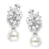 Huitan Women Elegant Drop Earrings Imitation Pearl Full Shining CZ Noble Wedding Engagement Trendy Charming Accessories Jewelry