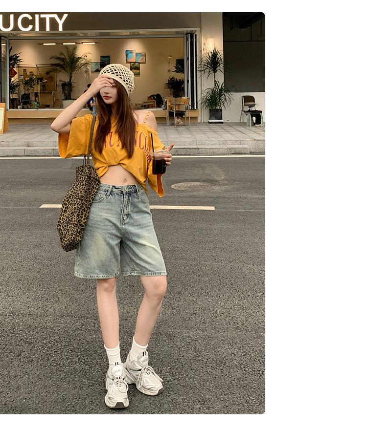 Damen Retro Denim Weite Hosenshorts - Hohe Qualität, Schlankmachend, Gerader Schnitt, Frühjahr/Sommer 2026 Kollektion