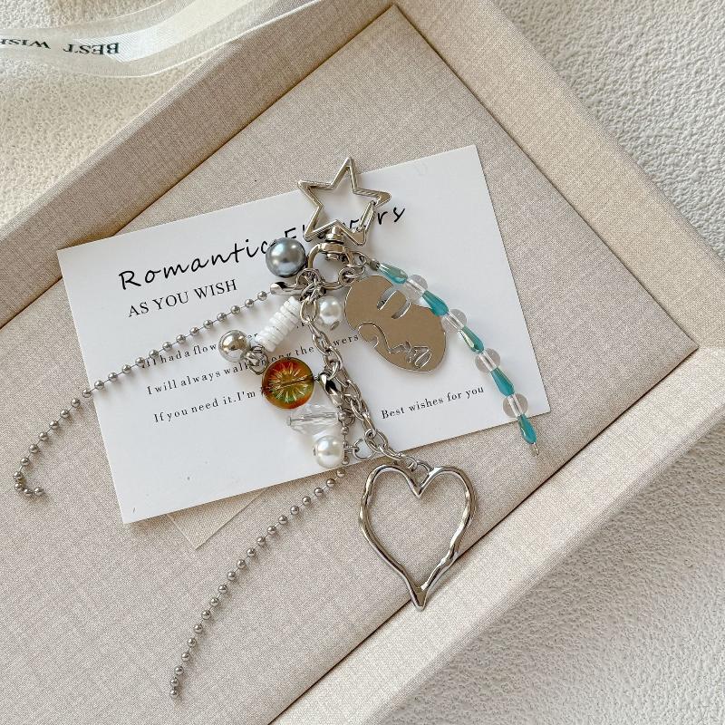 Ins Bead Pendant Keychain Creativity Acrylic Backpack Hanging Piece Car Key Chain Trend Accessories