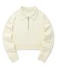 COVERNAT WOMAN Collared Half Zip Sweatshirt Cream