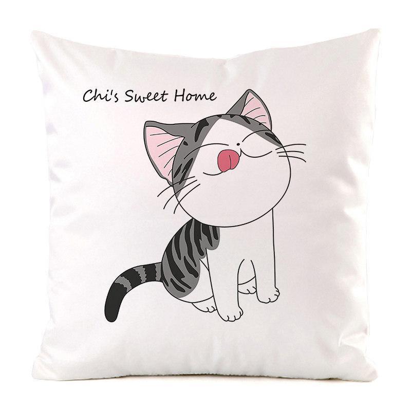 Nordic Minimalist Hand-Painted Cat Digital Printing Short Plush Pillow Covers For Car Sofa Office Cushion Cover Home Goods