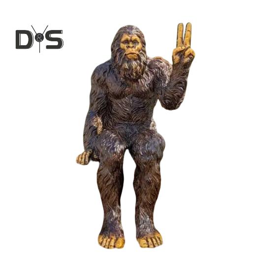 

Средний палец снежного человека, статуэтка из смолы, ножницы, руки, дикаря, скульптура, домашний офис, украшение для дома, сада, украшения для улицы B коричневый