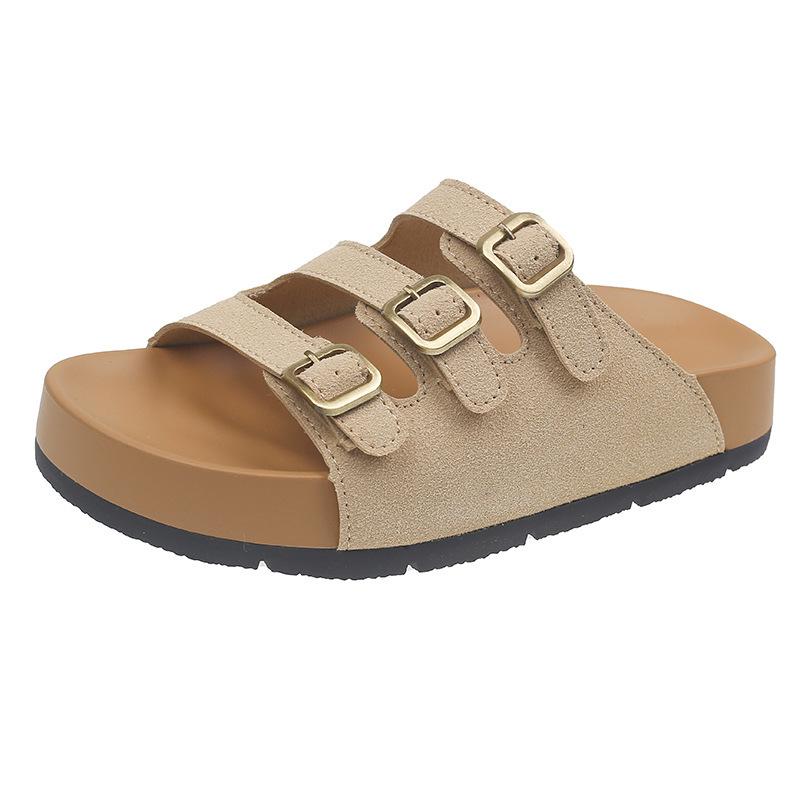 High-End Women s Platform Sandals: Outdoor Summer Birkenstock-Style European American Flip-Flops 2025 40-41 абрикосовый