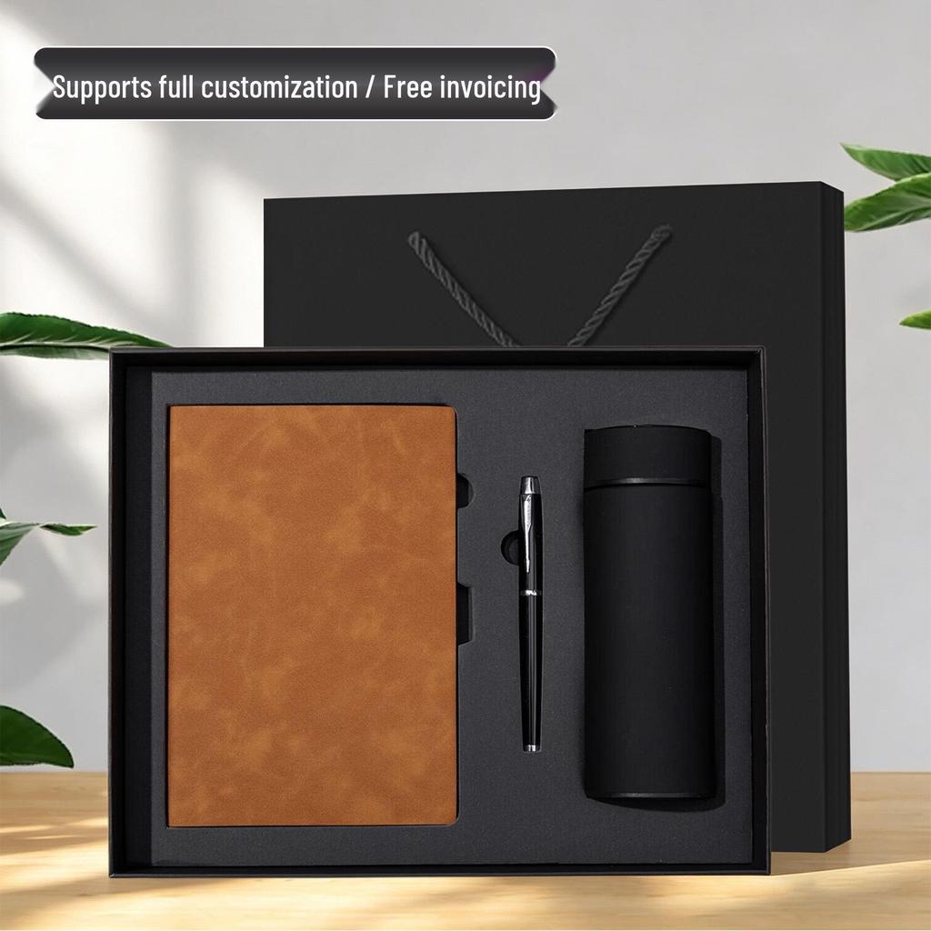 Elegant Retro Notebook & Thermos Set: Premium Gift Box for Business Meetings