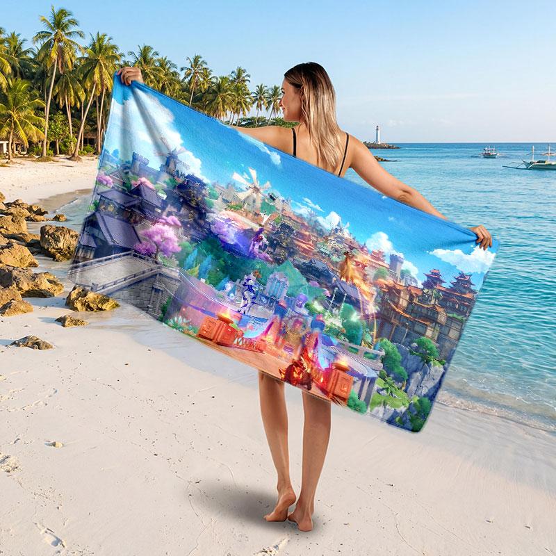 Large Beach TowelGenshin Impact Soft Absorbent Towel Beach Bath Home Use