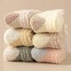 3Pairs Winter Coral Fleece Socks Sleeping Mid Tube Socks Women Kawaii Floor Plush Socks  Winter