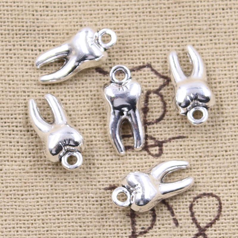 20Pcs Charms 3D Zombie Tooth Teeth Molar 16X8X5Mm Antique Bronze Silver Color Pendants Making Findings Handmade Tibetan Jewelry