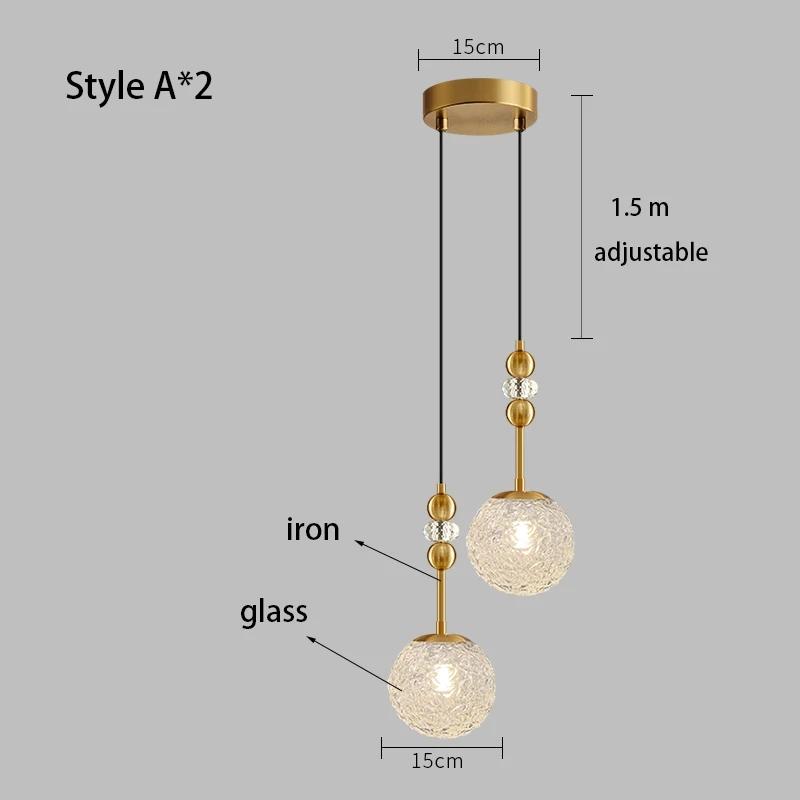 American Modern Retro Dining Room Bedroom Long Line Chandelier Water Ripple Glass Lampshade Lighting E27 Warm Decorative Lamp