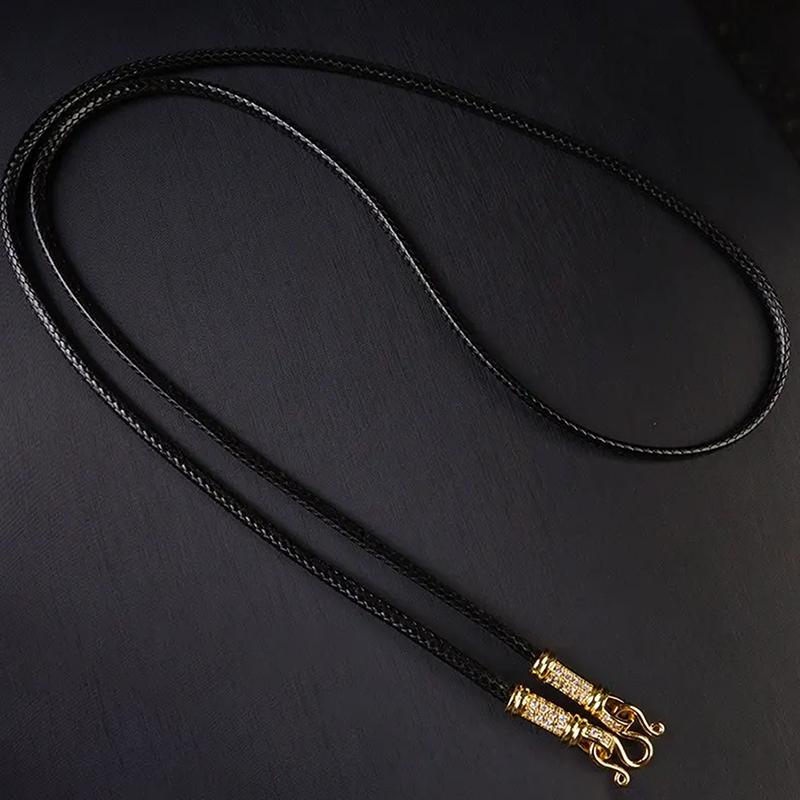 Chaîne de Pendentif Bouddhiste Thaïlandais Réglable Corde de Collier Simple Avec Boucle Cercle de Lotus en Zirconium Micro-Diamant