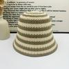 Retro Contrasting Striped Knitted Hat Breathable Sunscreen Bucket Hat Casual Face Small Sun Hat Children