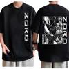 One Piece Zoro Manga Panel T-Shirt Herren Comic Print Baumwolle Anime T-Shirt Urban Streetwear Stilvolles Lässiges Alltags Oberteil