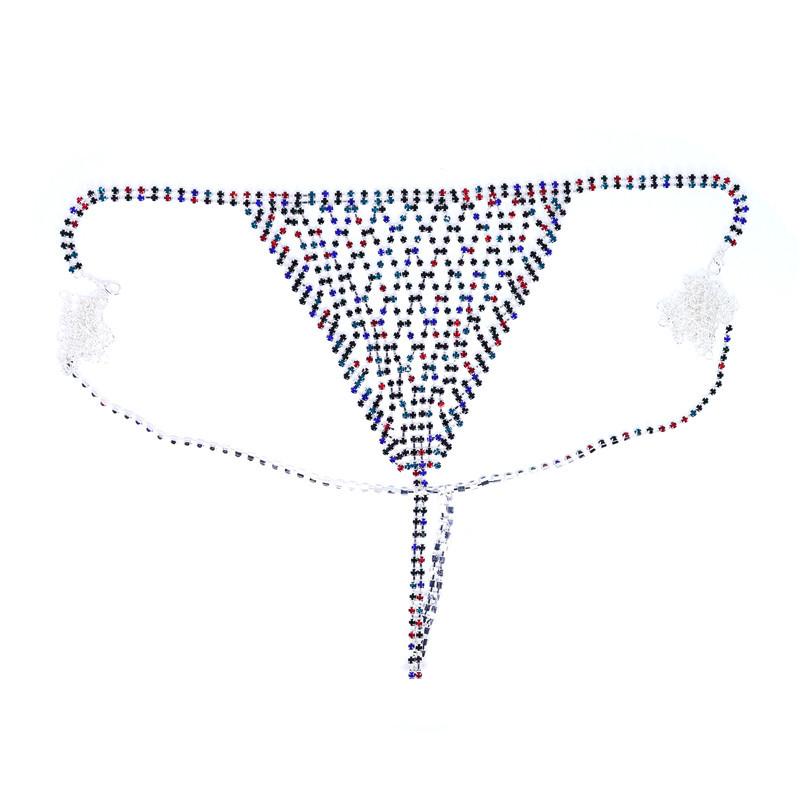 Mixed Color Mesh Bra Chain, European And American Popular Party Personalized Diamond-Encrusted Bikini Set Chain