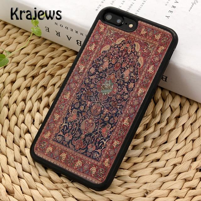 Krajews Persian Carpet Floral Pattern Phone Case Cover For iPhone 16 15 14 Plus XS XR 11 12 Mini Pro Max Coque Fundas
