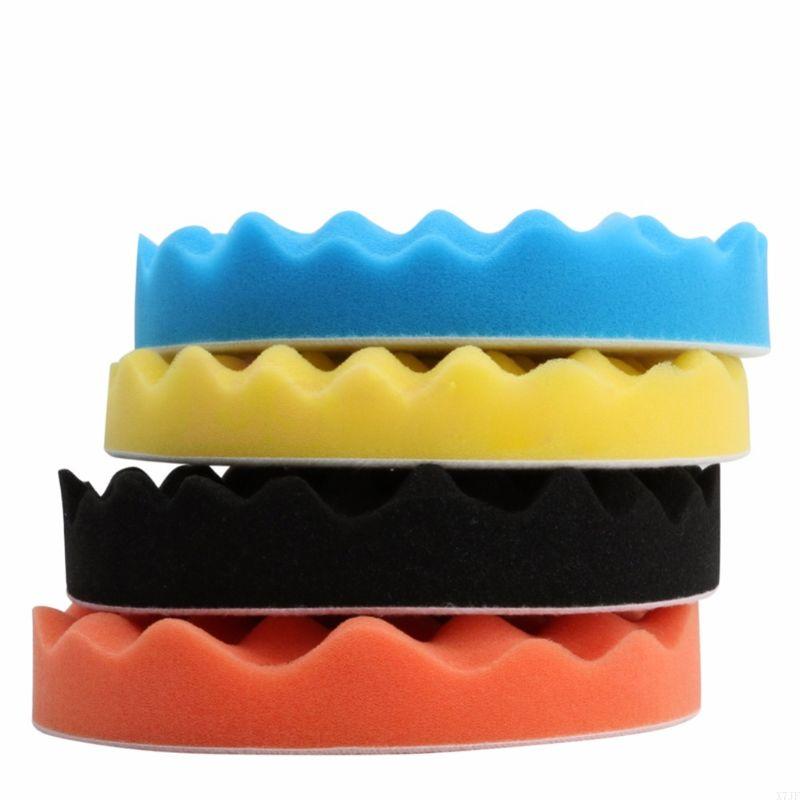 4Pcs Car Polishing Pad Kit 3/4/5/6/7 Inch Self-Adhesive Buffing Wheel Car Detailing Waxing Sponge Pads Auto Care Cleaning Tool