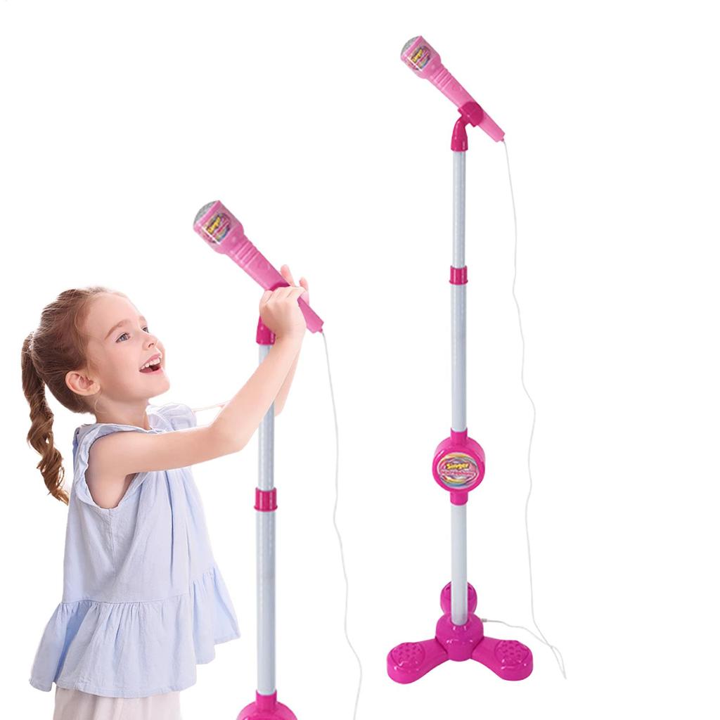 Microfone Infantil com Suporte Máquina de Karaoke Instrumento Musical Brinquedos Treino Cerebral Brinquedos Educativos Presente de Aniversário para Menina Menino