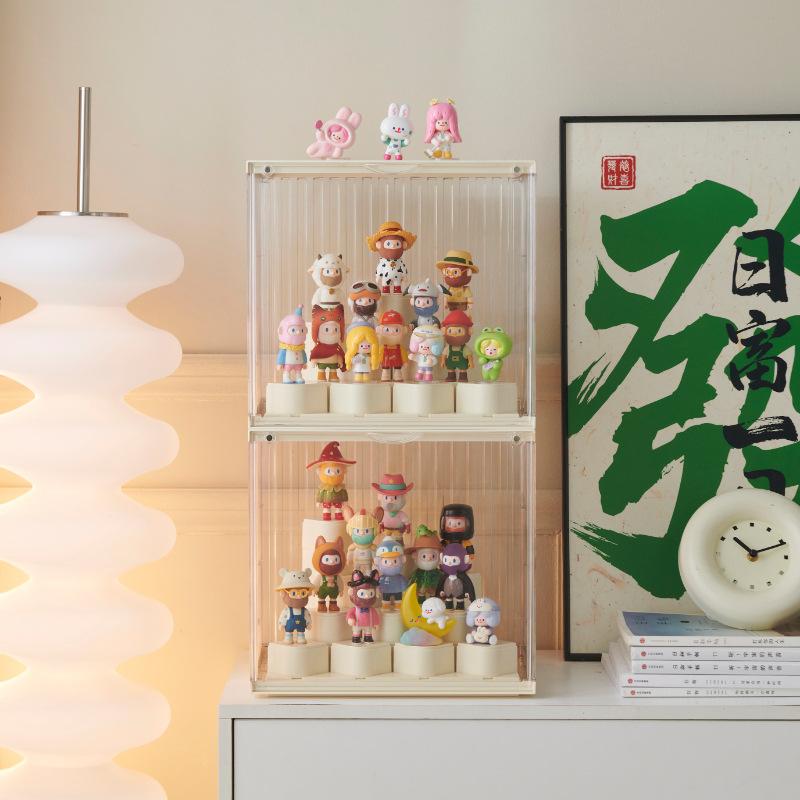 Stackable Transparent Magnetic Figurine Display Rack for Blind Boxes Pop Mart Storage Box Display Case for Collectible Toys