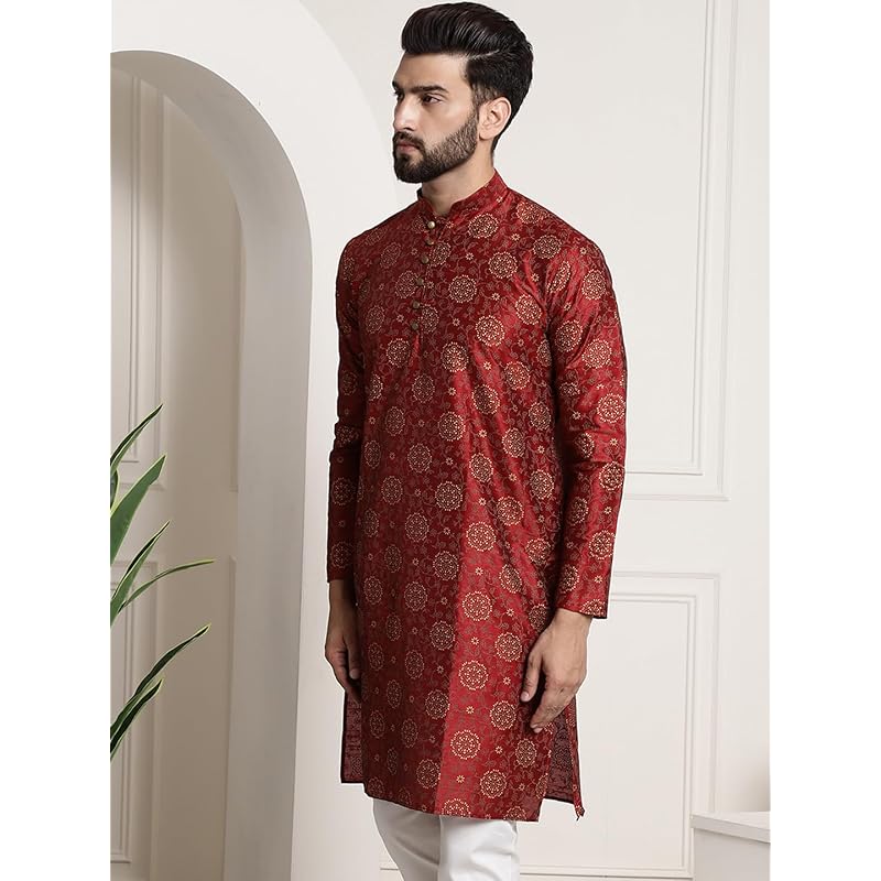 SOJANYA (Since Men' Silk Blend Paisley Design Only Long Kurta