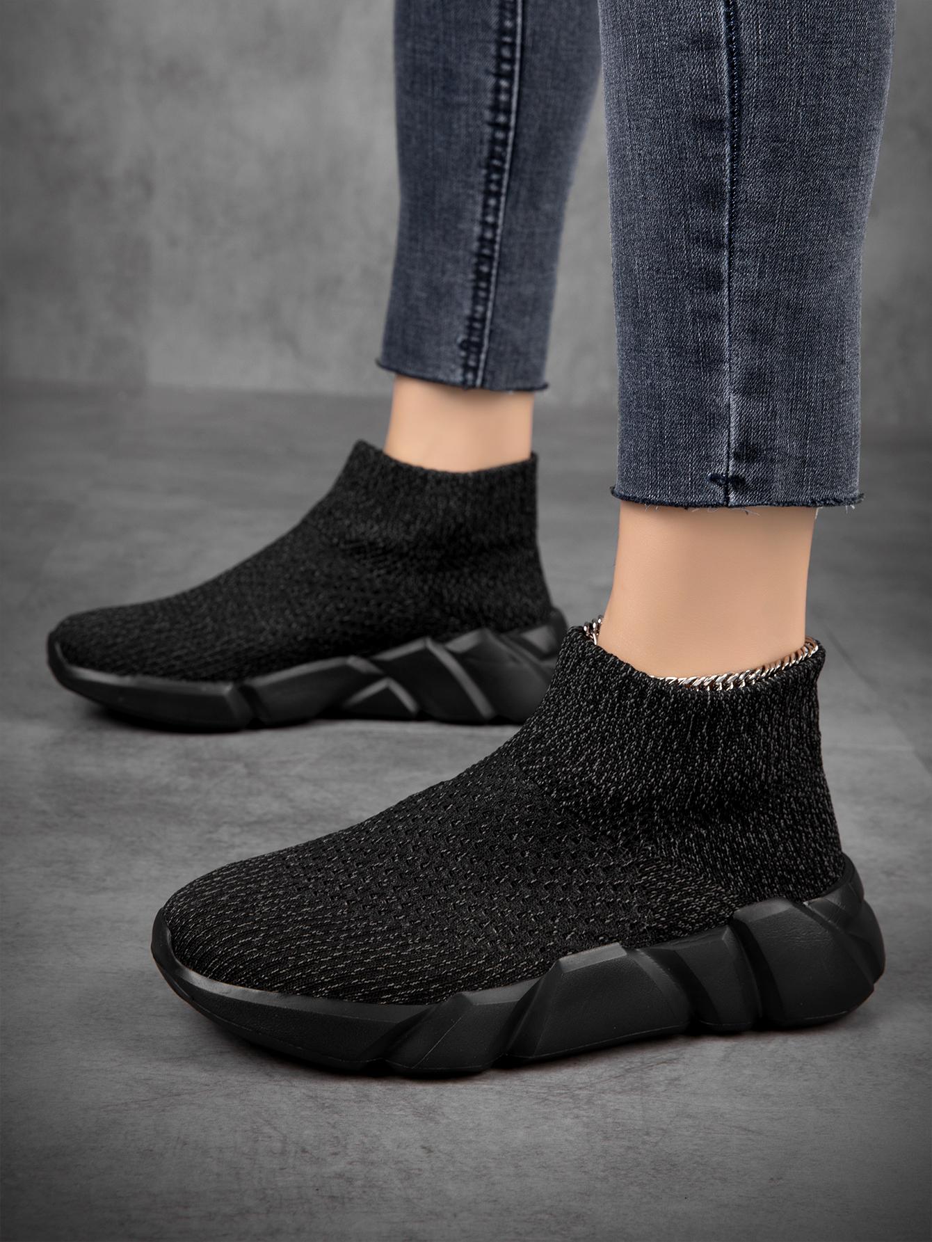 

2024 Мужская обувь Спортивная обувь Высокая платформа Мужская и женская дышащая спортивная обувь Большие носки Мужская обувь с высоким верхом 38 чёрный