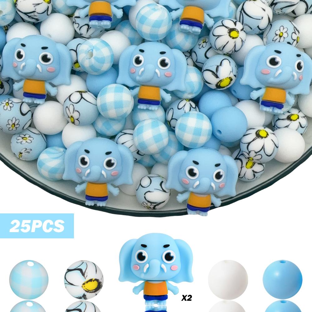 

25PCS New Style 3D Animals Silicone Beads Set, Perfect for DIY Keychains, Necklaces, Bracelets, and Other Crafts