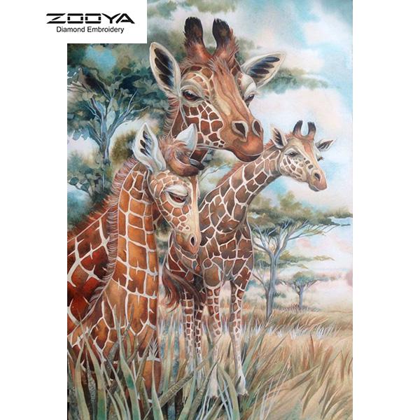 

ZOOYA 3D Алмазная вышивка Картина Вышивка крестом Круглый горный хрусталь Картина Животное Жираф