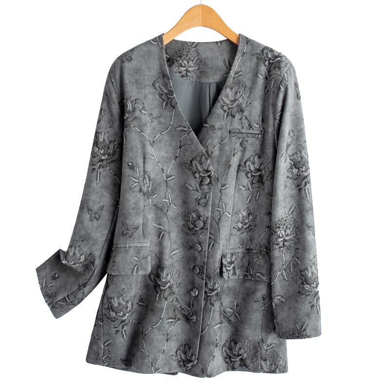 2025 Spring Women's V-Neck Jacquard Single-Breasted Fashion Suit Jacket
