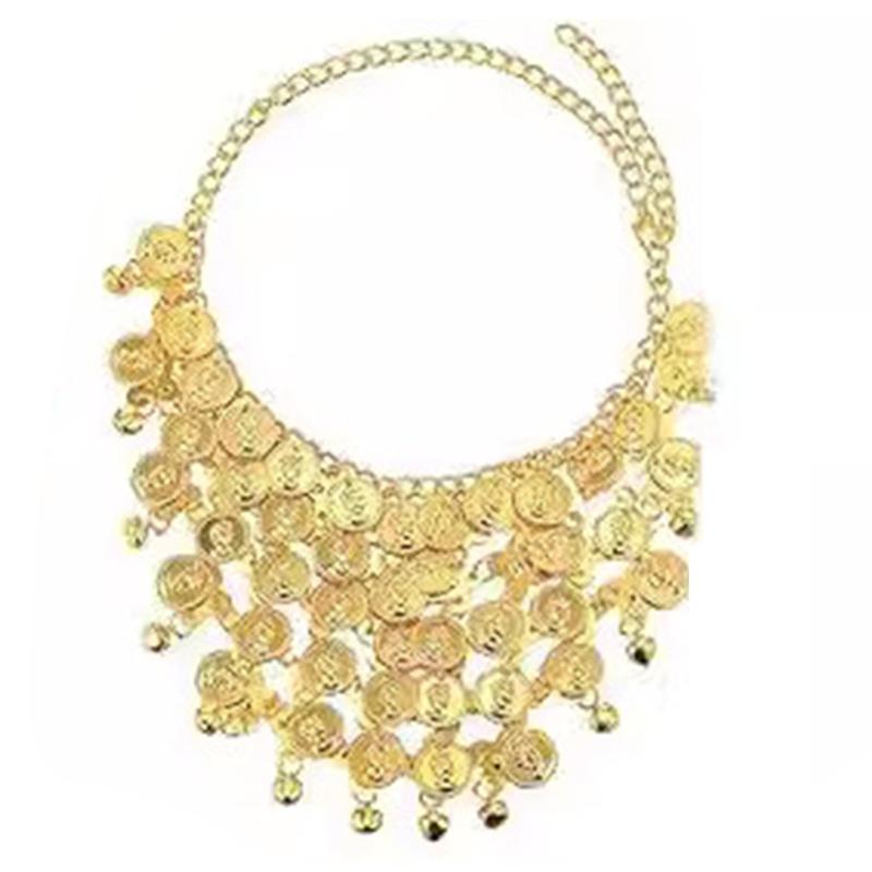 Belly Dance Accessories,Belly Dance Hip Scarf Wrap Belt,Coin Drop Earrings Hair Chain Bracelet Gypsy Costume for Women