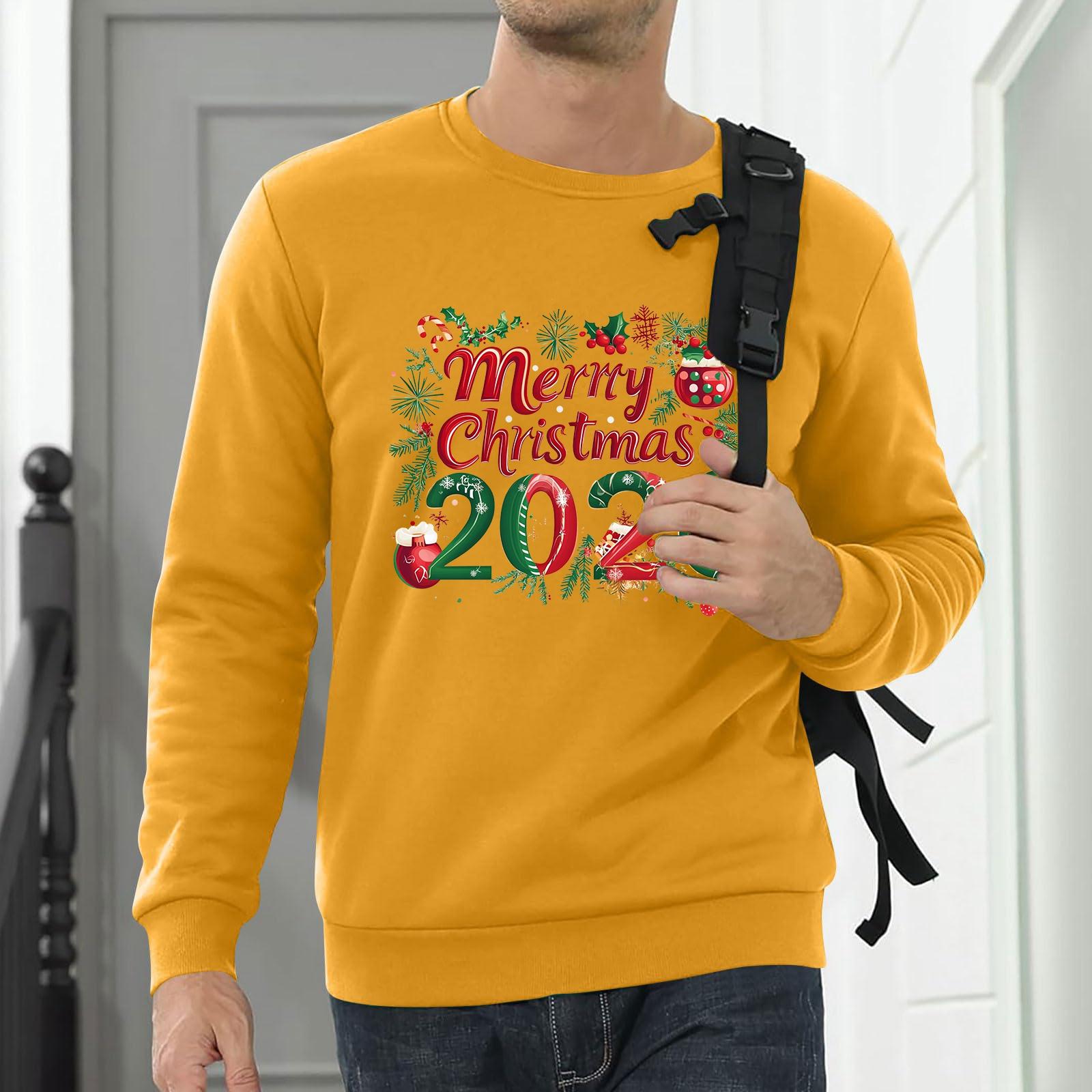 

Мужской свитшот Рождественская рубашка с длинным рукавом Смешной праздничный свитшот Рождественские топы XL жёлтый