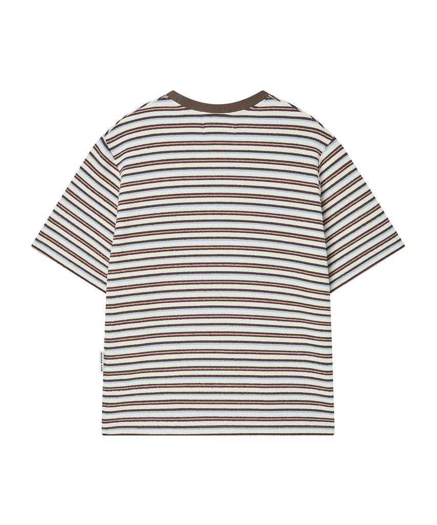 BEYOND CLOSET [Collection Line] Airy Stripe Short Sleeve Knit Multi